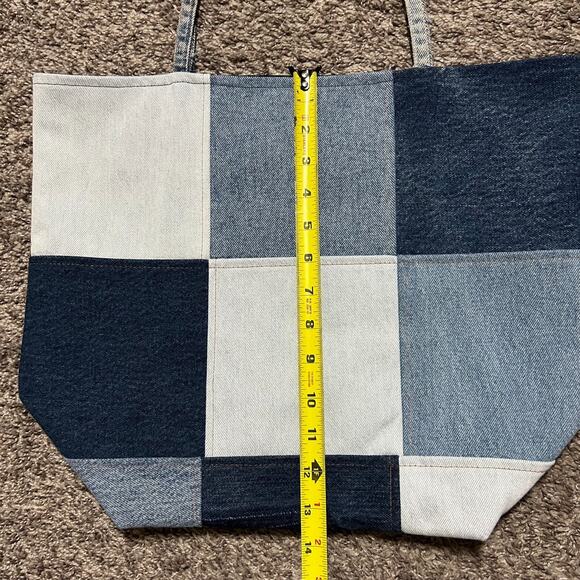 Handmade Upcycled Vintage Fabric Tote Bag Patchwork Denim Carry All Shoulder Bag - Picture 7 of 9